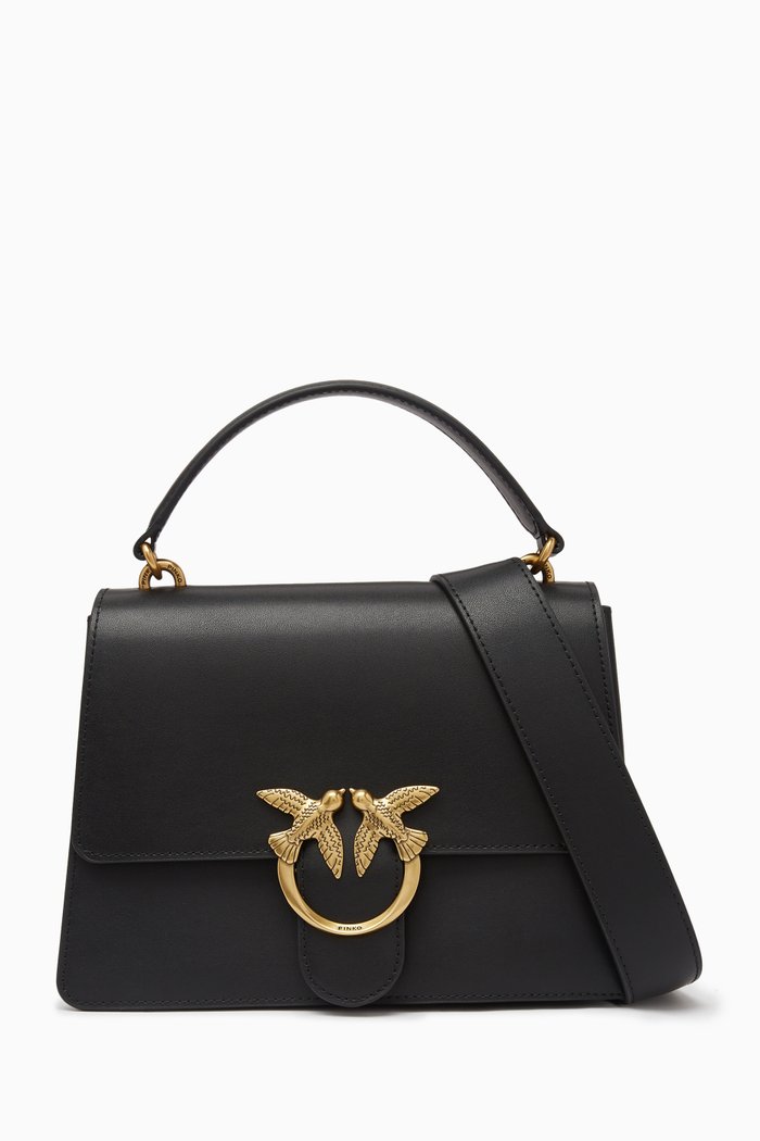 Classic Love Top Handle Bag in Leather, Black
