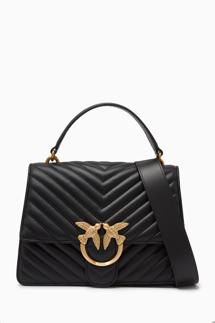 

Love Top Handle Bag in Quilted Leather, Black