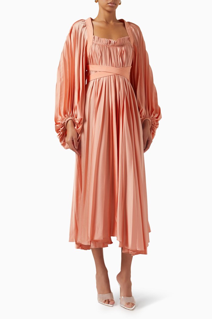 

Moston Pleated Midi Dress, Orange