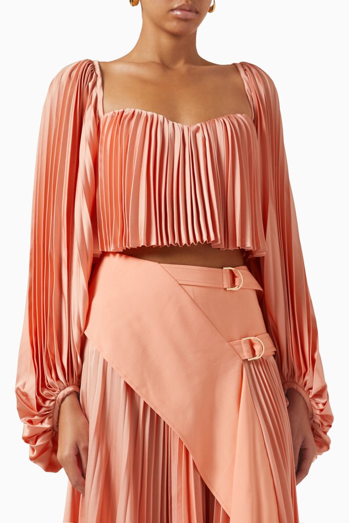 

Moston Pleated Crop Top, Orange