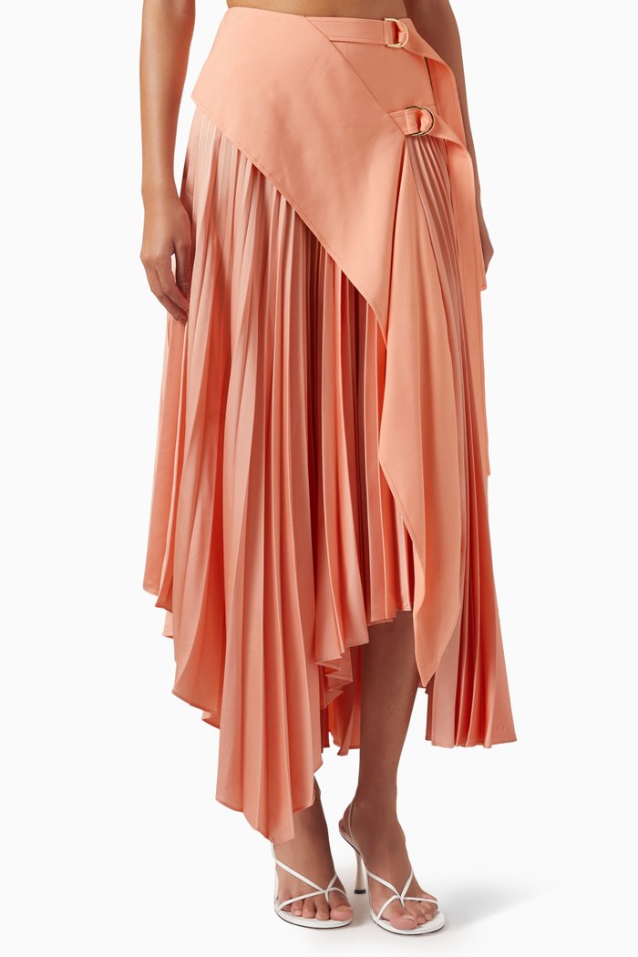 

Moston Pleated Midi Skirt, Orange