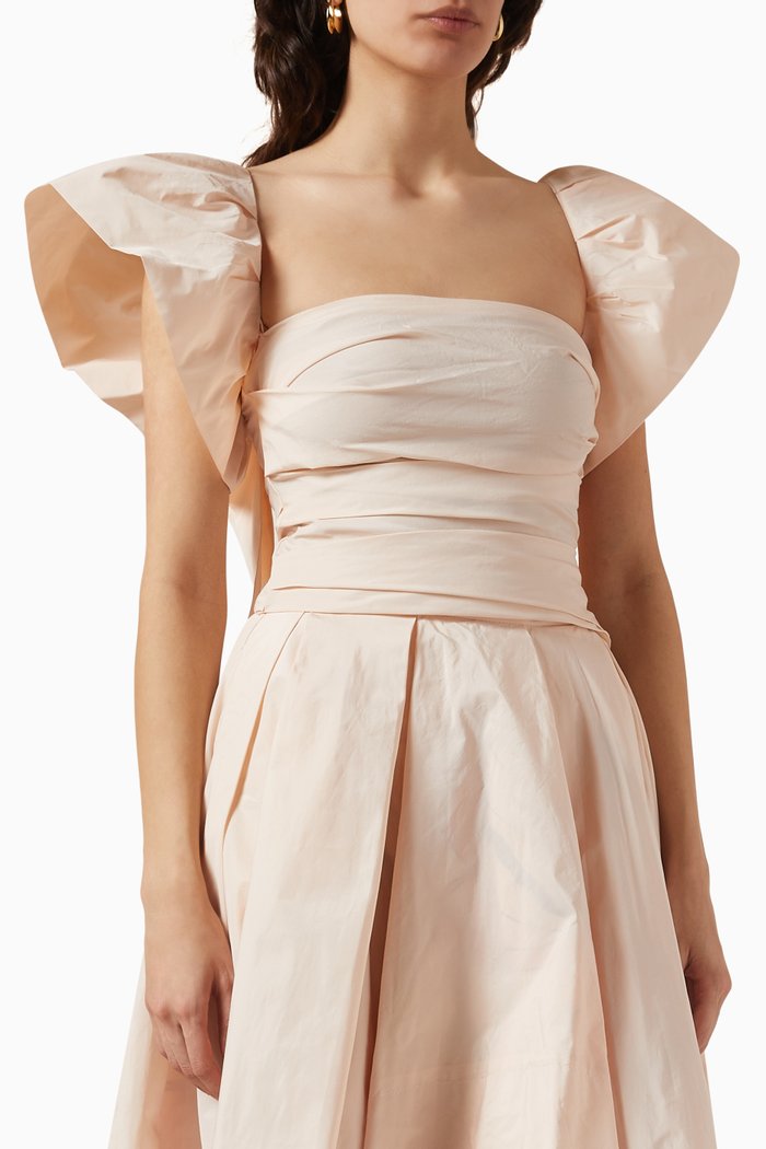 

Debra Off-shoulder Top in Faille, Pink