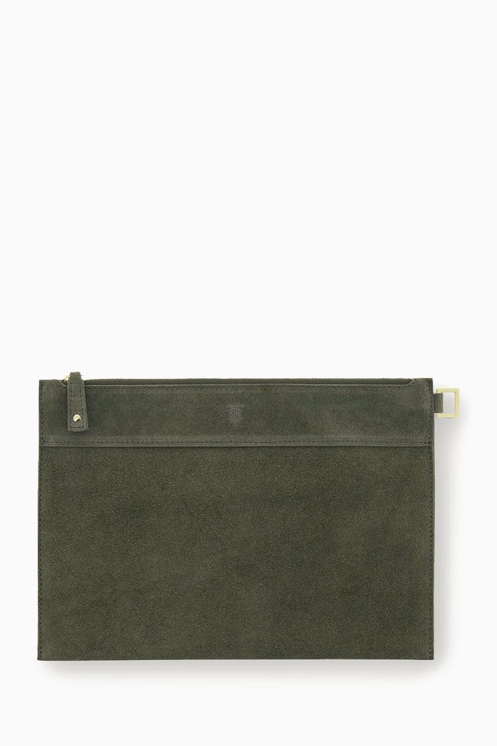 

Medium The Beirut Pouch in Suede Leather, Grey