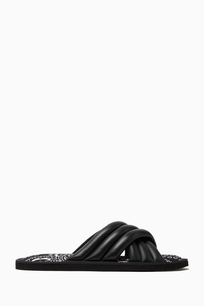 

Cabo Slide Sandals in Leather, Black