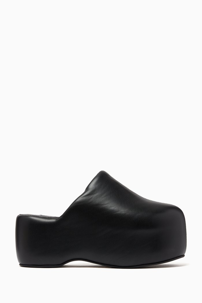 

Bubble Clog Platform Mules in Vegan Leather, Black