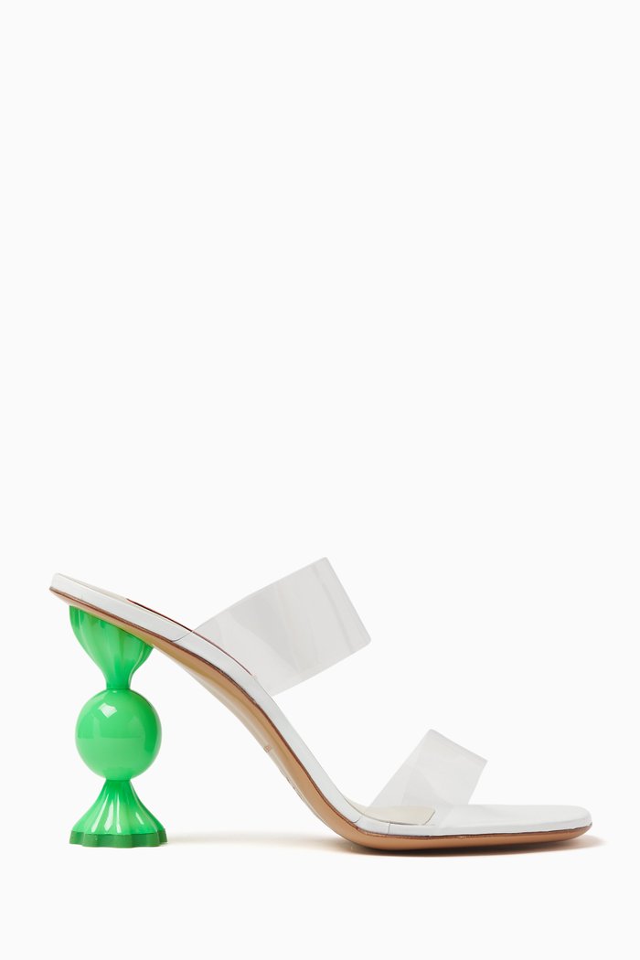 

Candy 75 Mule Heels in PVC & Vegan Patent Leather, Green