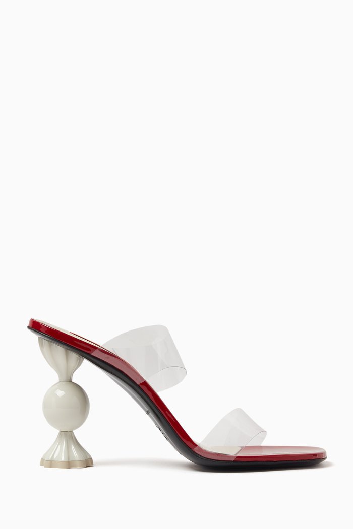

Candy 75 Mule Heels in PVC & Vegan Patent Leather, Red