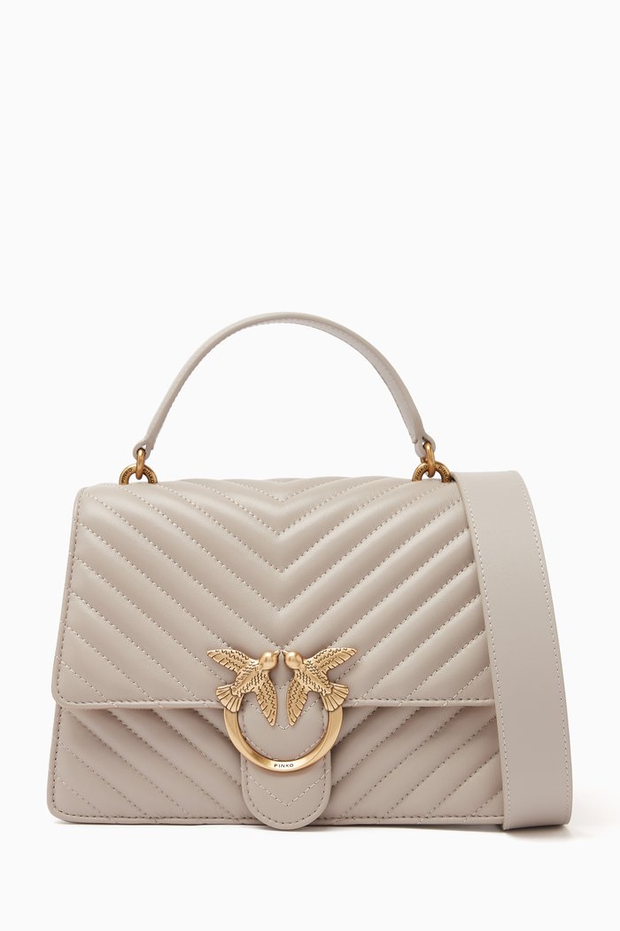 Love Top Handle Bag in Quilted Leather, Blue