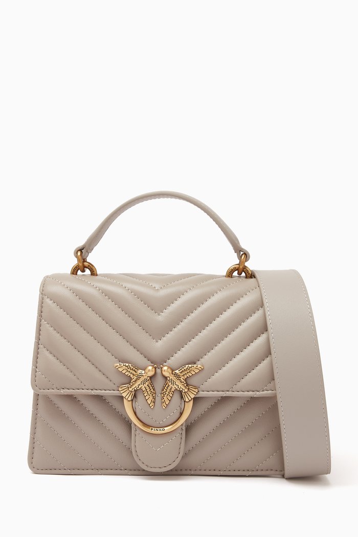 

Mini Love Top Handle Bag in Quilted Leather, Blue