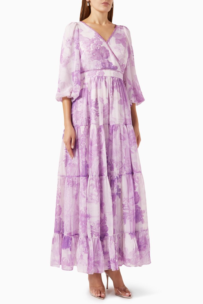 

Sepia Maxi Dress in Chiffon, Purple