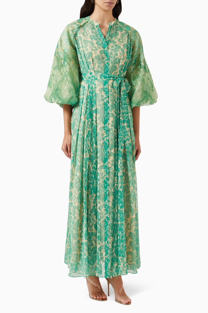

Ikeabana Embellished Maxi Dress in Textured-chiffon, Green