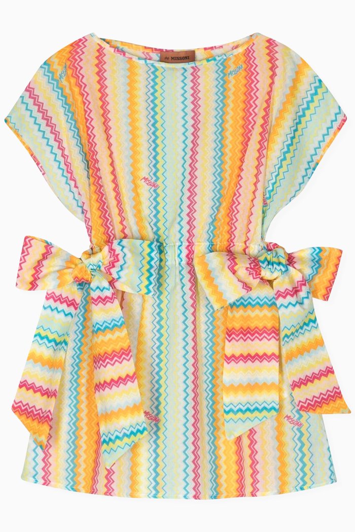 

Zig Zag Woven Dress in Cotton, Multicolour