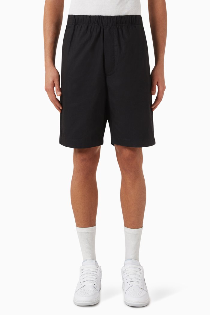 

Loik Loose-fit Bermuda Shorts in Organic Cotton Blend, Black