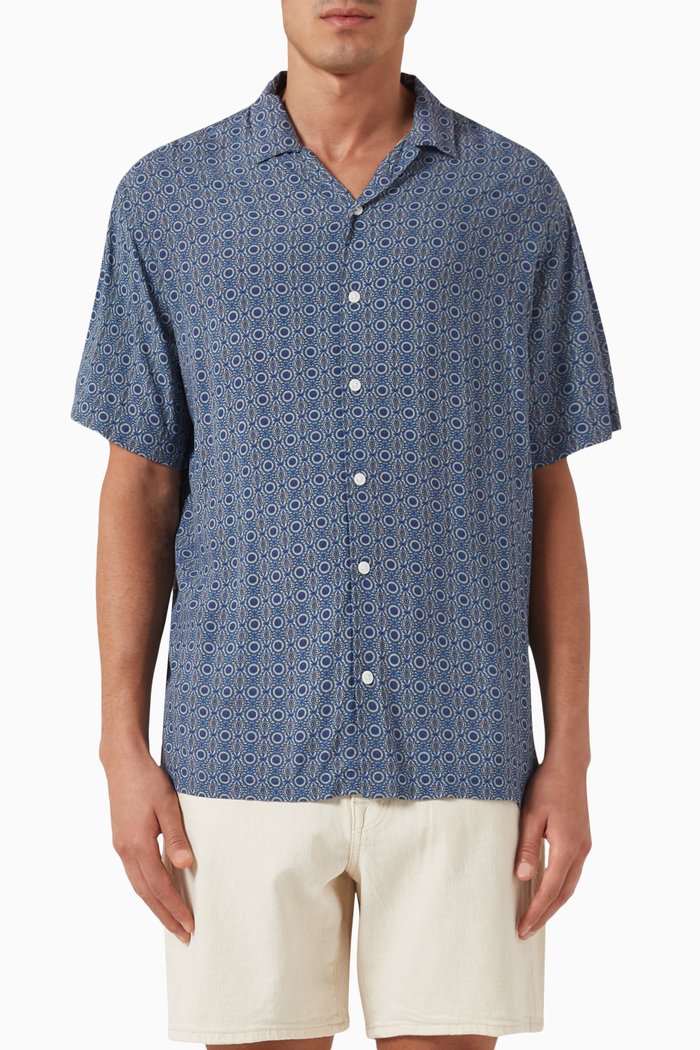 

Patterned Shirt in Viscose, Blue