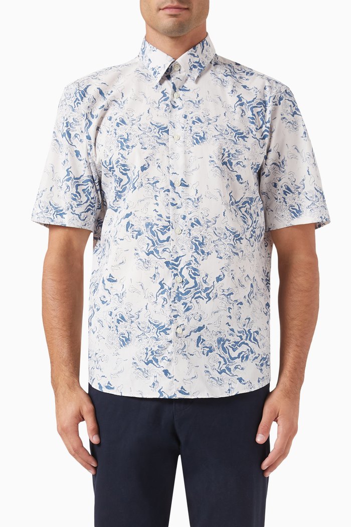 

Abstract Print Shirt in Organic Cotton, Blue