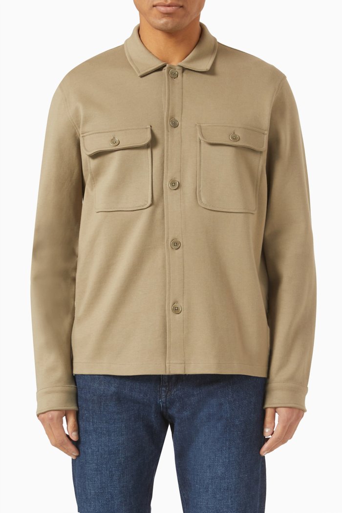 

Long Sleeved Overshirt in Cotton, Grey