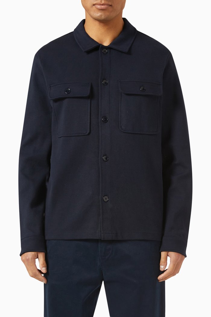 

Long Sleeved Overshirt in Cotton, Blue