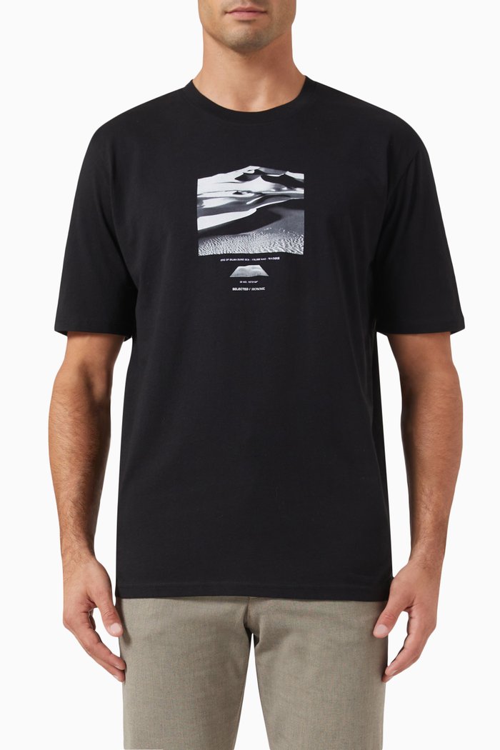 Graphic Print T-shirt in Cotton, Black