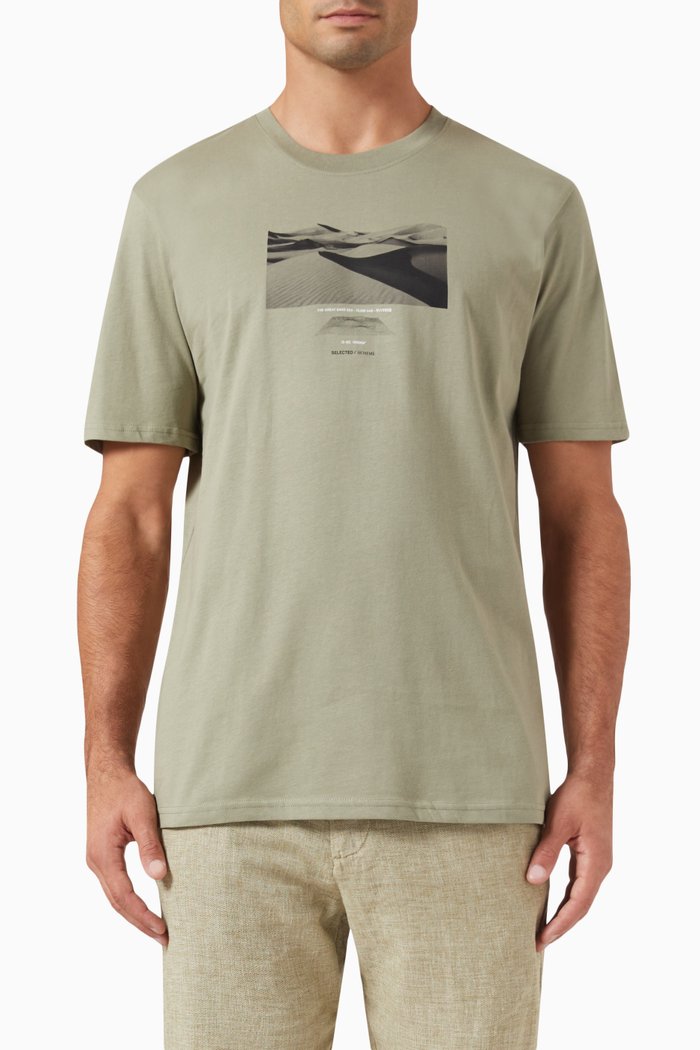 

Graphic Print T-shirt in Cotton, Grey
