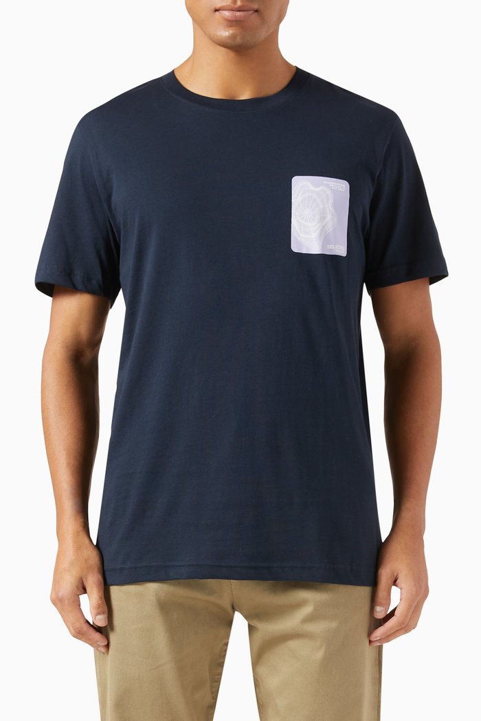 

Corey Pocket Print T-shirt in Organic Cotton, Blue
