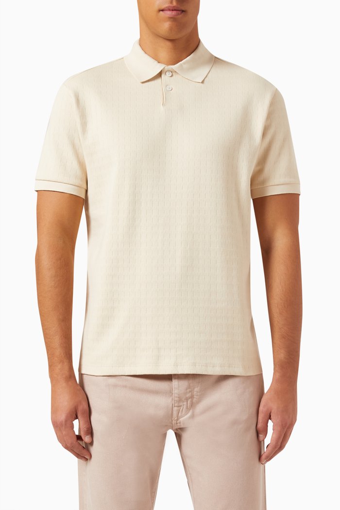 

Textured Polo Shirt in Cotton, Neutral