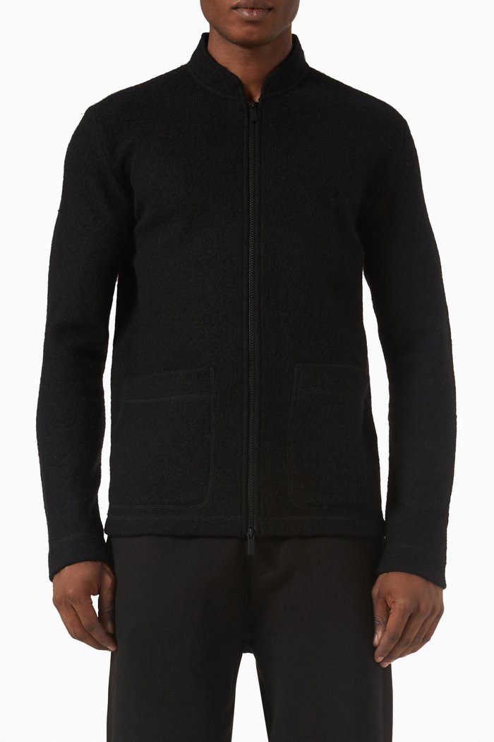 

Zip-Up Jacket in Wool, Black