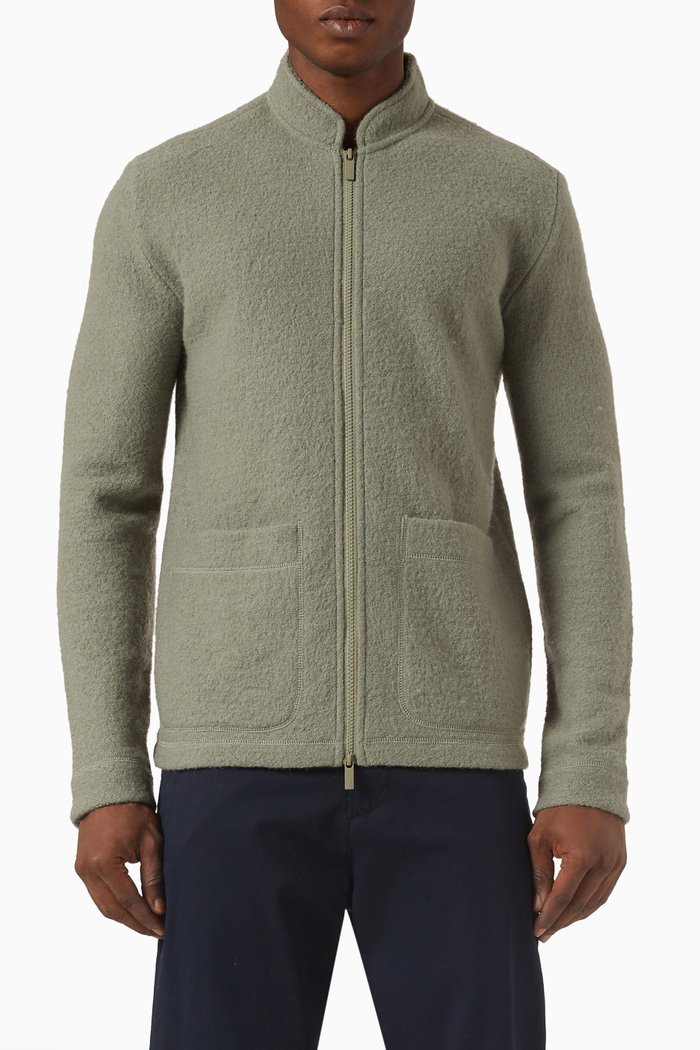 Zip-Up Jacket in Wool, Grey