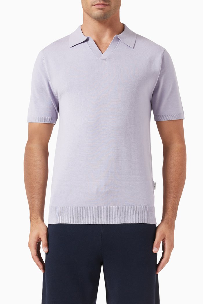 

Polo Shirt in Viscose Blend Knit, Purple