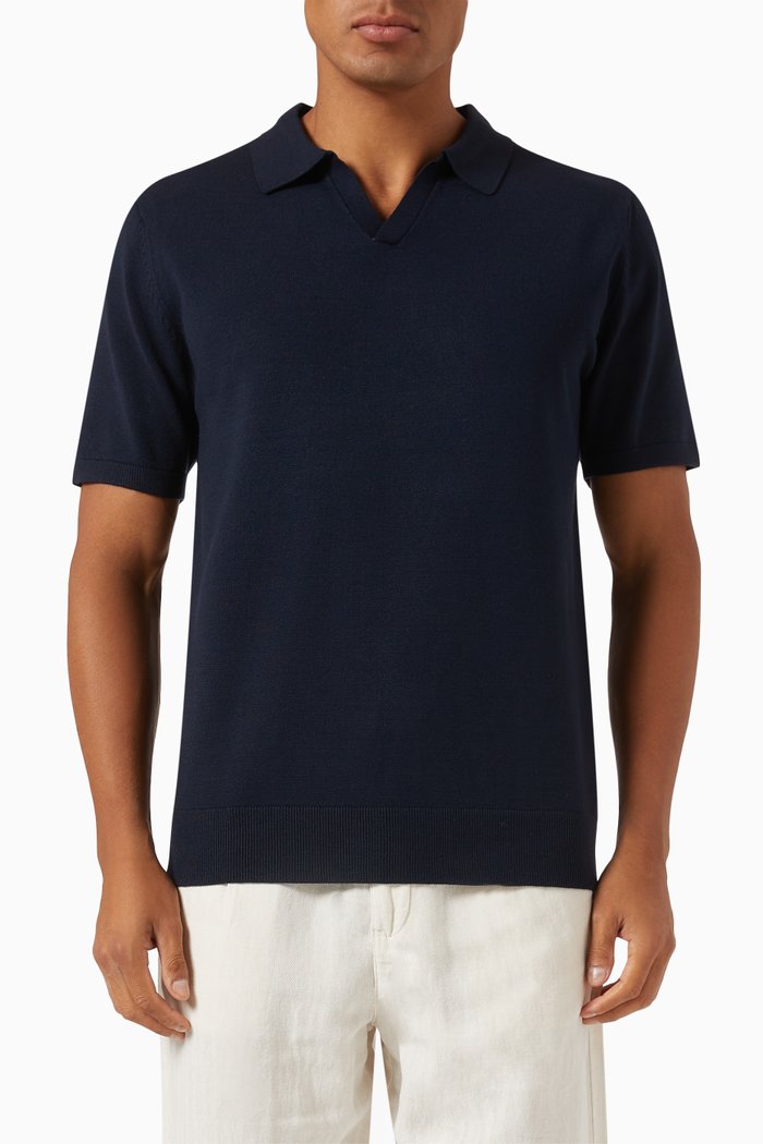 

Polo Shirt in Viscose-blend, Blue