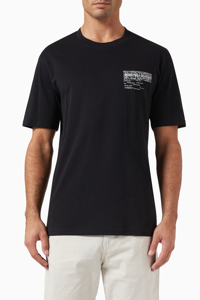 

Graphic Print T-shirt in Cotton, Black