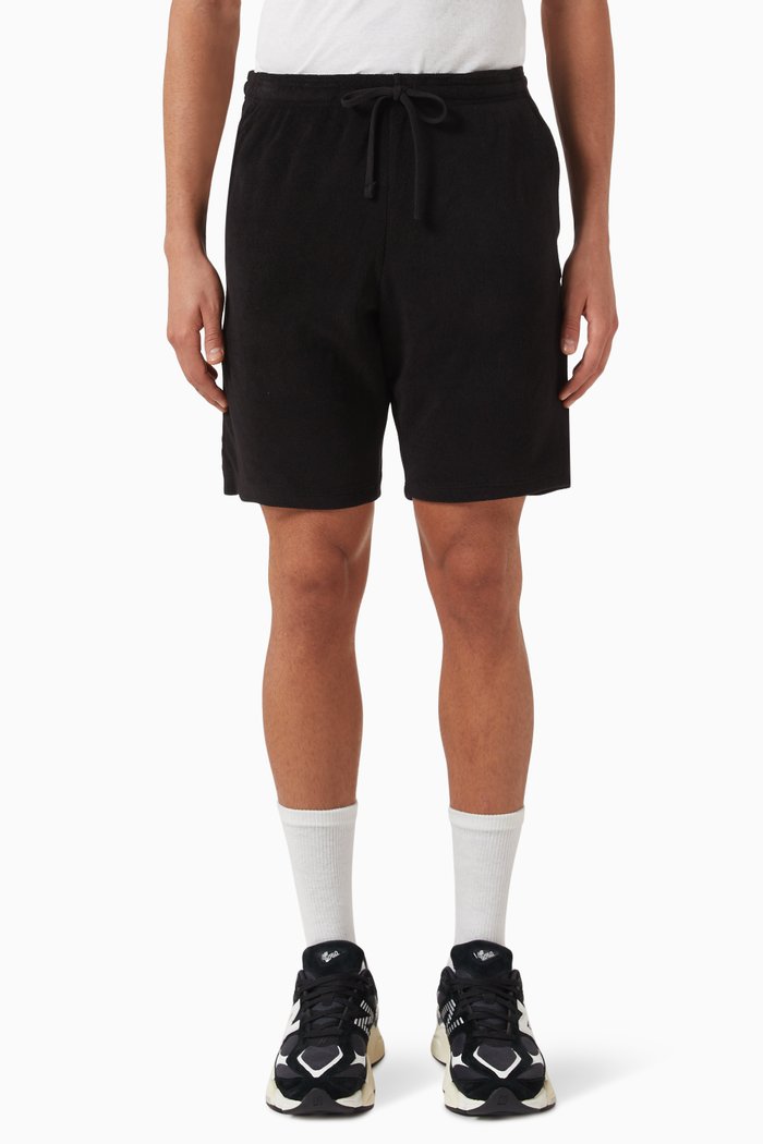 Drawstring Shorts in Terrycloth, Black