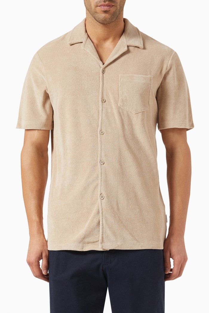 

Textured Resort Shirt in Cotton Terry, Neutral