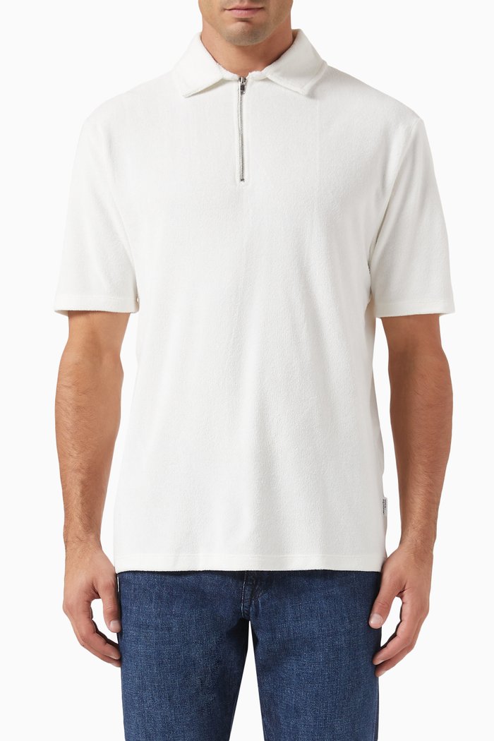 

Textured Polo in Cotton Terry, White