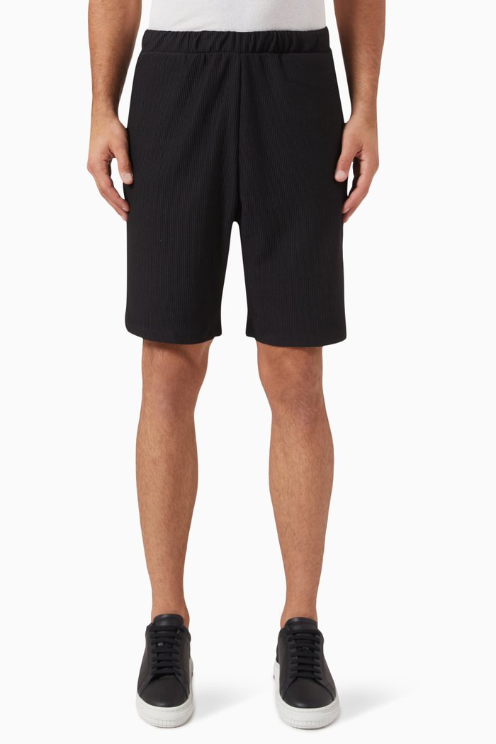 

Plisse Ribbed Shorts in Recycled polyester, Black