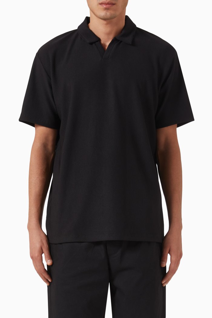 

Resort Polo Shirt in Plissé, Black