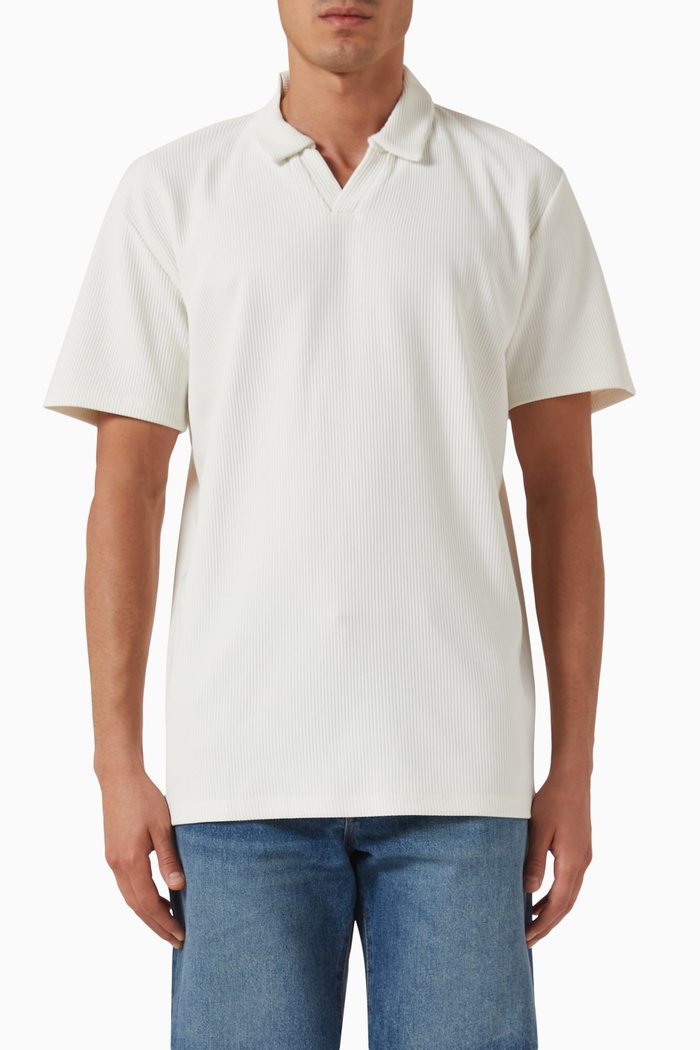 

Resort Polo Shirt in Plissé, White