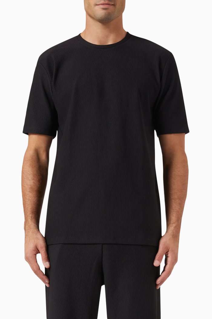 

Ribbed T-shirt in Stretch Nylon, Black