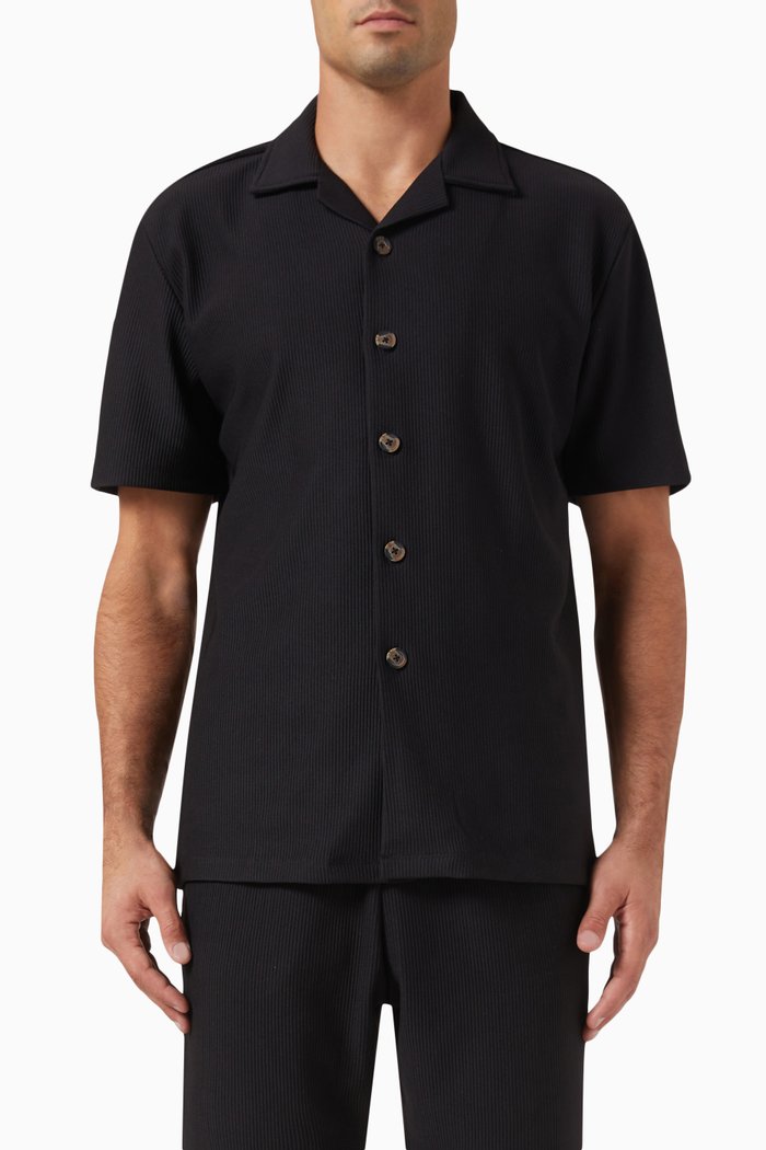 

Ribbed Shirt in Stretch Nylon, Black