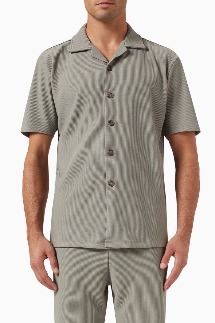 

Ribbed Shirt in Stretch Nylon, Grey