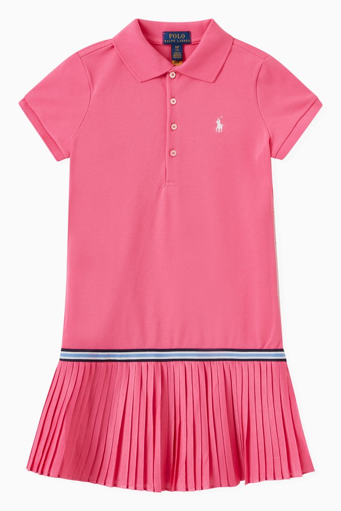 

Polo Dress in Cotton Blend, Pink