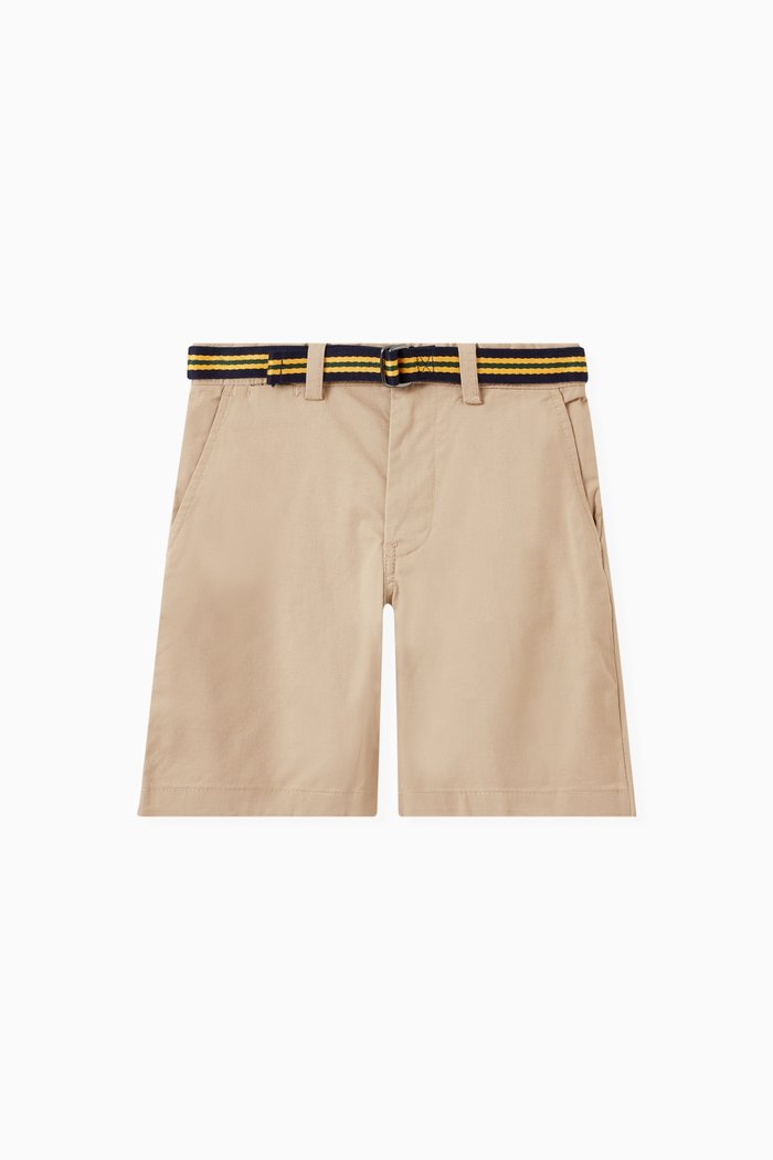 Belted Bermuda Shorts in Cotton, Neutral