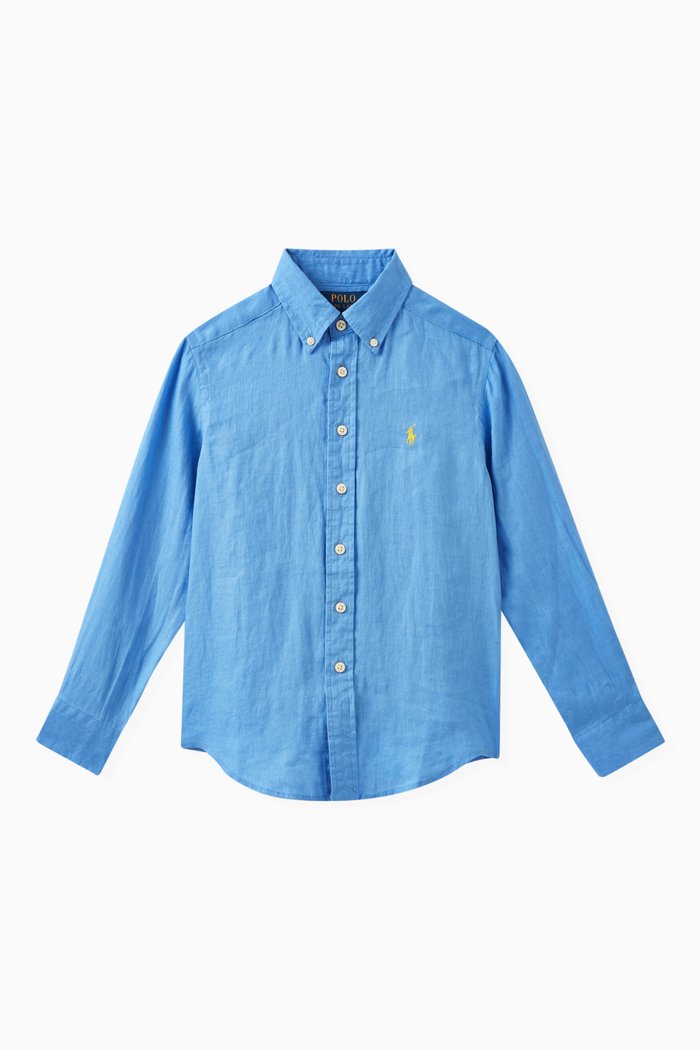 

Logo Shirt in Linen, Blue