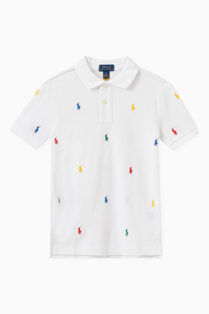 

Embroidered Pony Polo in Cotton, White