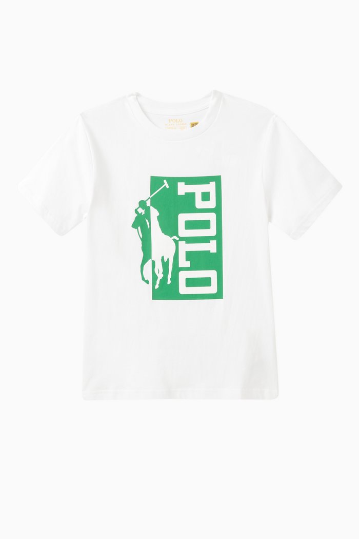 

Contrast Block Logo Print T-shirt in Cotton, White
