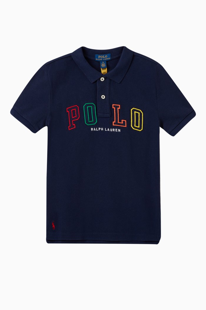 

Embroidered Logo Polo Shirt in Cotton, Blue