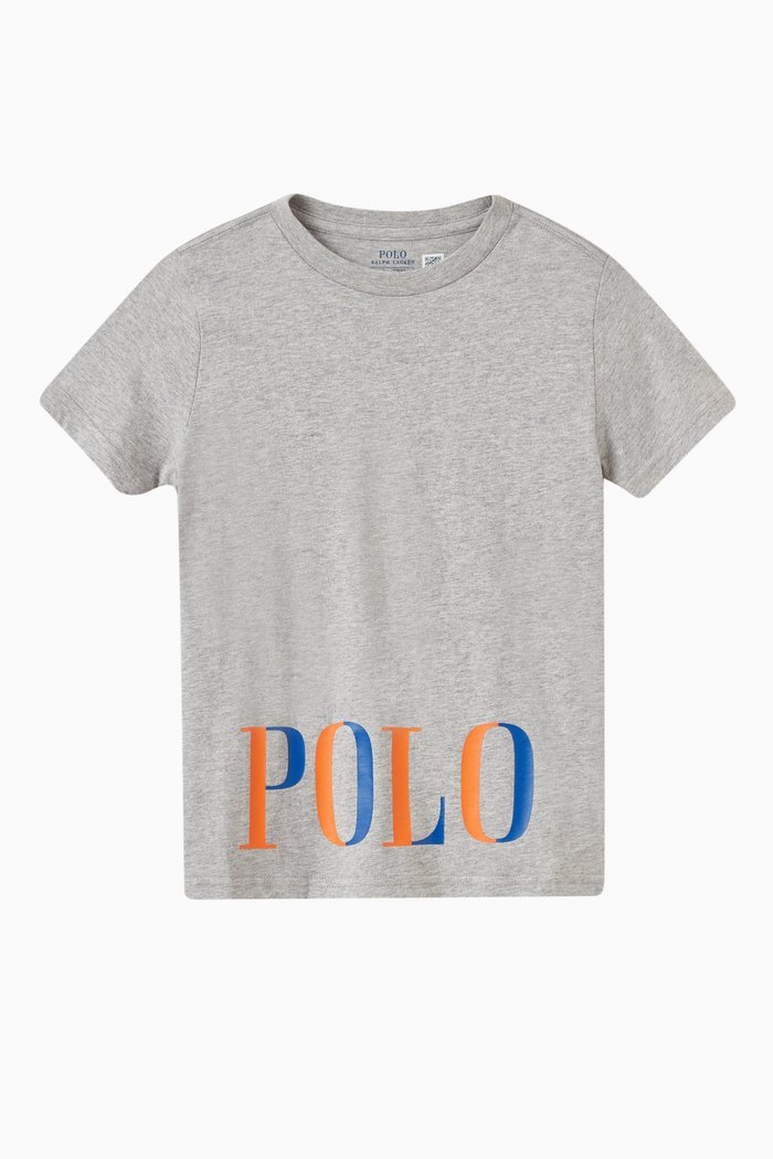 Logo Print T-shirt in Cotton, Grey