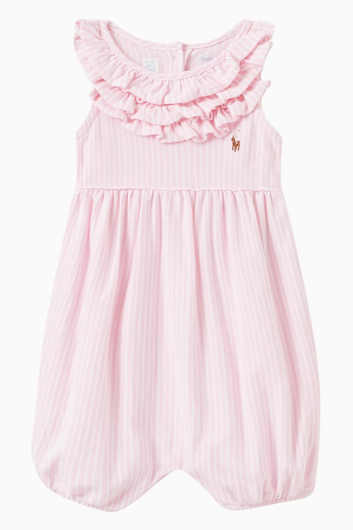 

Ruffled Romper in Cotton, Pink