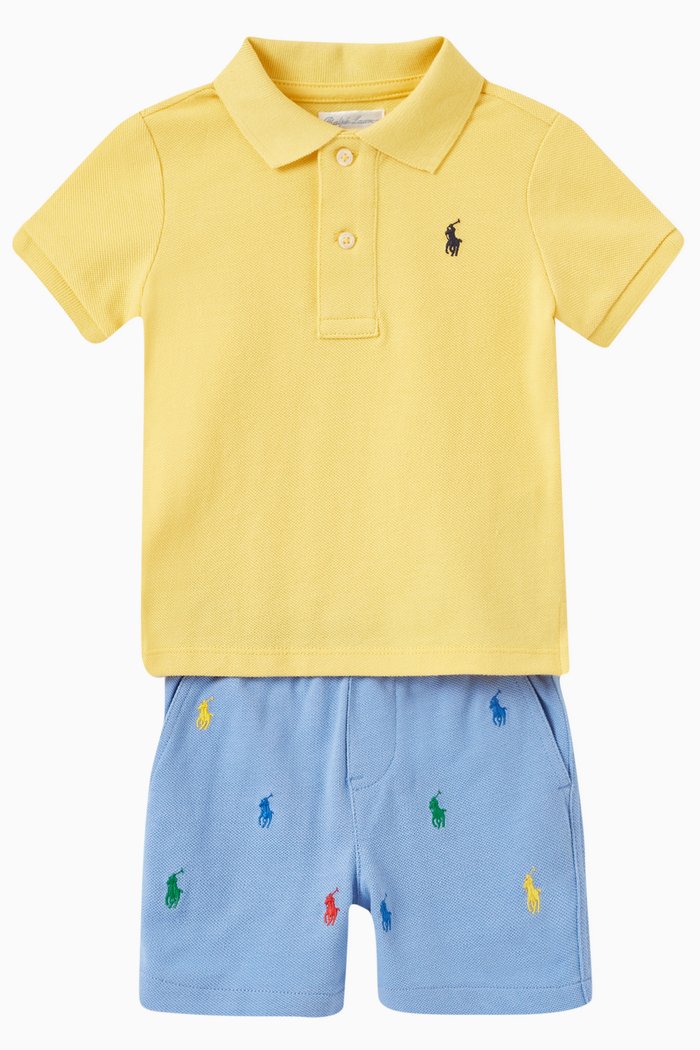 Logo Detail Polo and Shorts, Set of Two, White