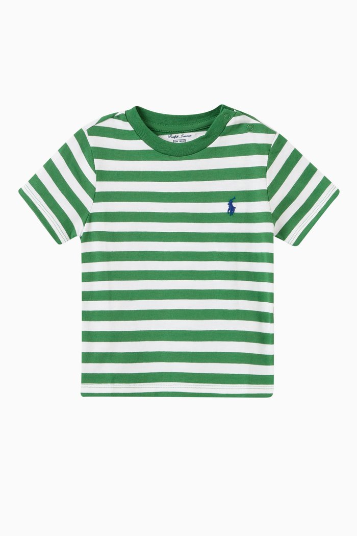 

Striped T-shirt in Cotton, Green