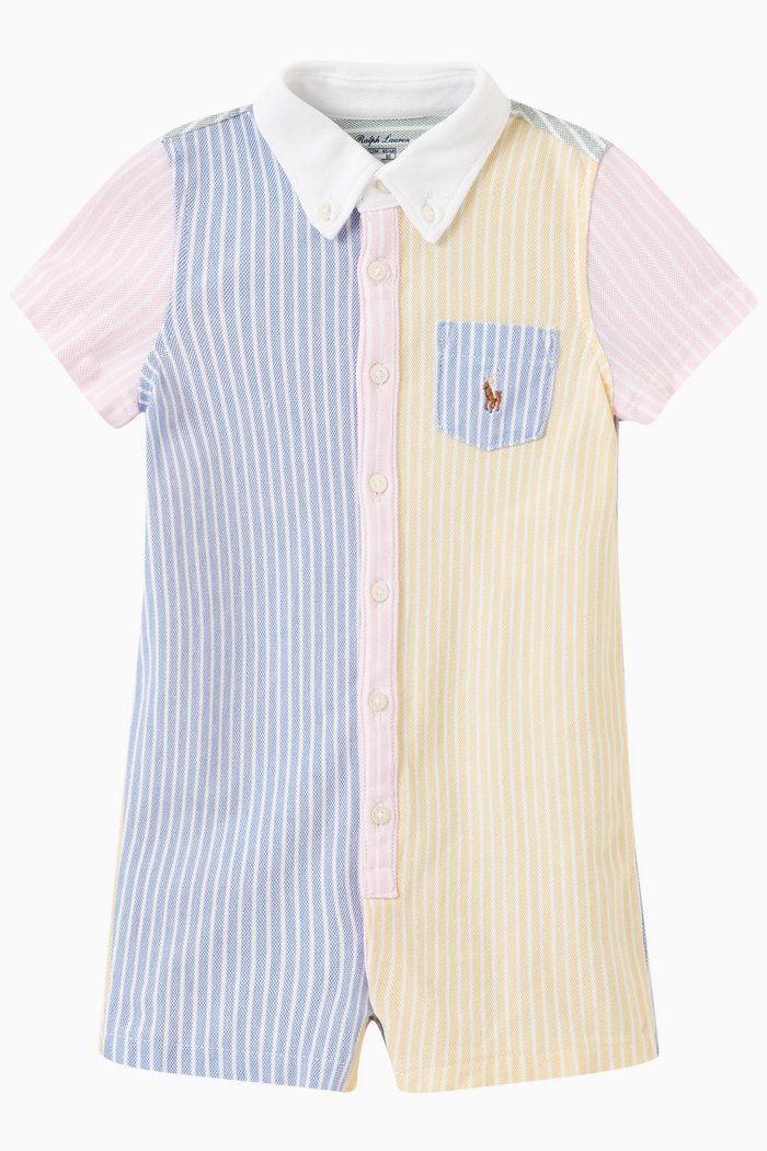 

Colour Block Striped Romper in Cotton, Multicolour